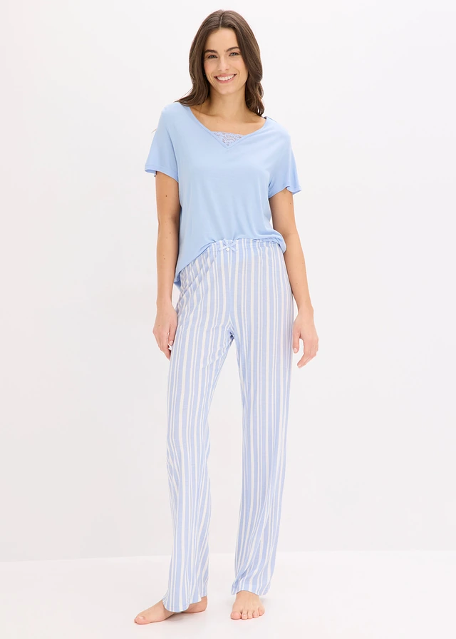 Pyjama doux • bleu nacré-écru rayé • product-page.page-title-suffix