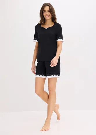 Pyjashort doux • noir/blanc • Boutique bonprix