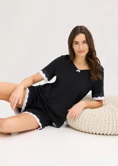 Krátke pyžamo z jemného mixu viskózy • čierna-biela • obchod bonprix