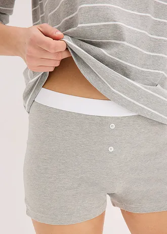 Pyjama met korte legging • lichtgrijs gemêleerd/wit gestreept • bonprix online shop