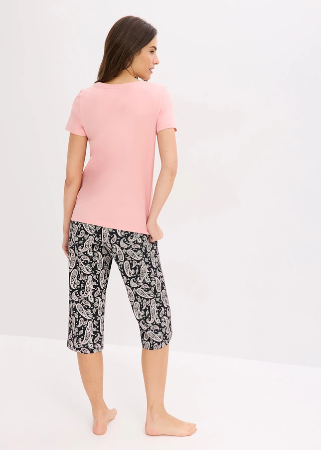 Bas et 2 hauts de pyjama 100% coton (ens. 3 pces) • noir-rose pâle paisley • product-page.page-title-suffix