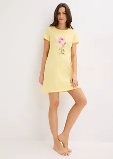 Cămașă de noapte scurtă din bumbac 100% (set/2 buc.) • bleu-galben deschis cu flori • magazin bonprix