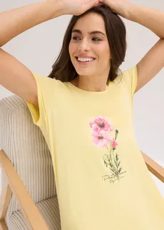 Cămașă de noapte scurtă din bumbac 100% (set/2 buc.) • bleu-galben deschis cu flori • magazin bonprix