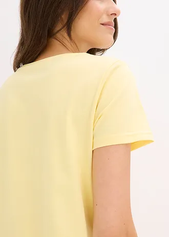 Lot de 2 chemises de nuit courtes 100% coton • bleu clair-jaune clair floral • Boutique bonprix