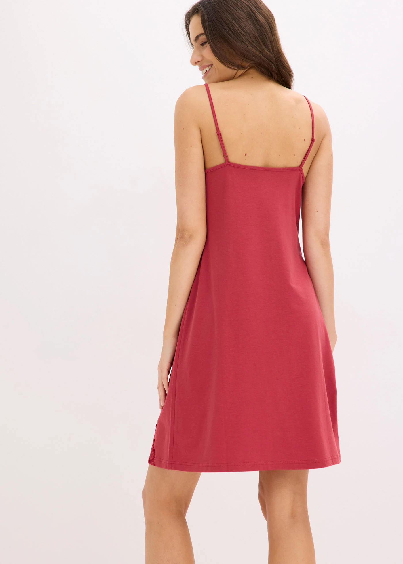 Kort nachtjapon met spaghettibandjes • kersenrood • bonprix online shop