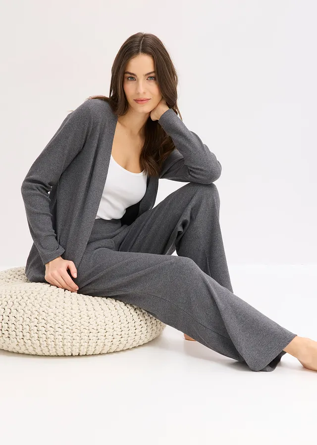 Tenue d’intérieur en matière côtelée, Couleur: anthracite chiné