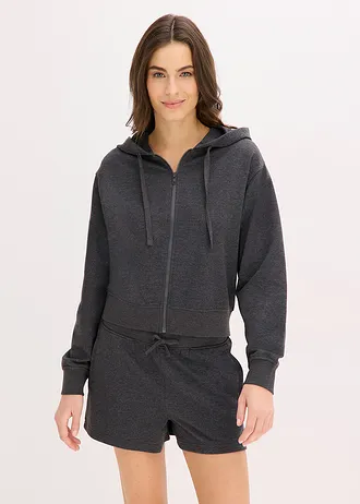 Ensemble d’intérieur en sweat avec short, Couleur: anthracite chiné