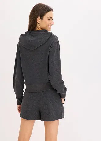 Ensemble d’intérieur en sweat avec short, Couleur: anthracite chiné