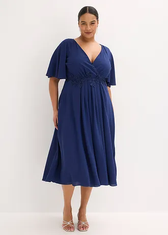 Rochie cocktail cu aplicație din dantelă, culoare: albastru întunecat