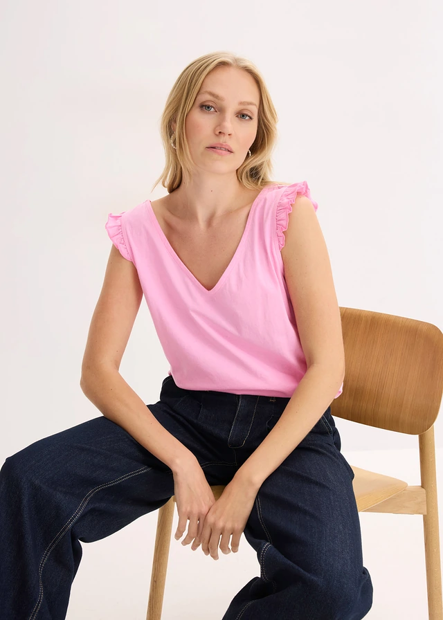 Maiou din bumbac organic 100% • roz pal • magazin bonprix