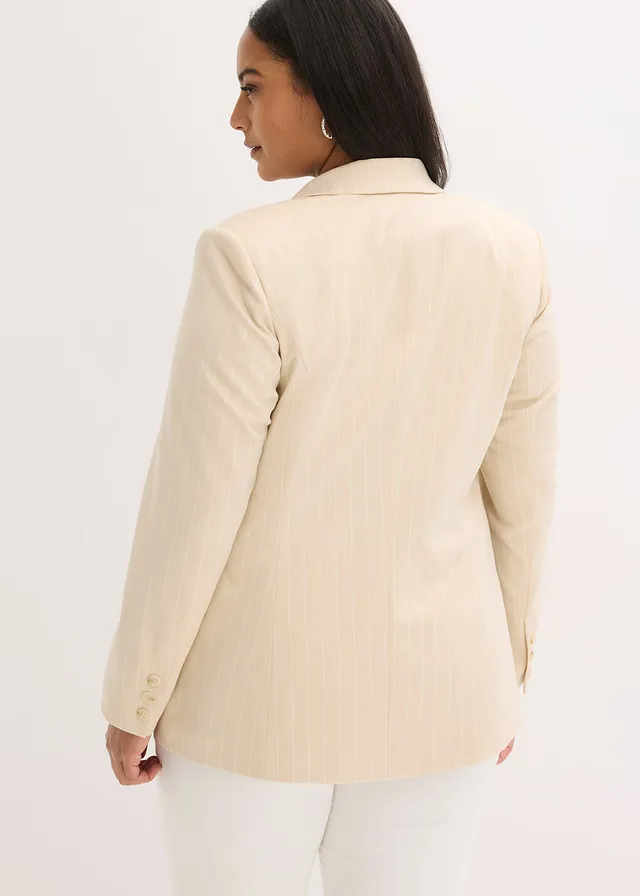 Blazer à rayures tennis, Couleur: sable clair-blanc rayé