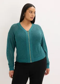 Pletený kabátek, barva: zelený pepř-metalická