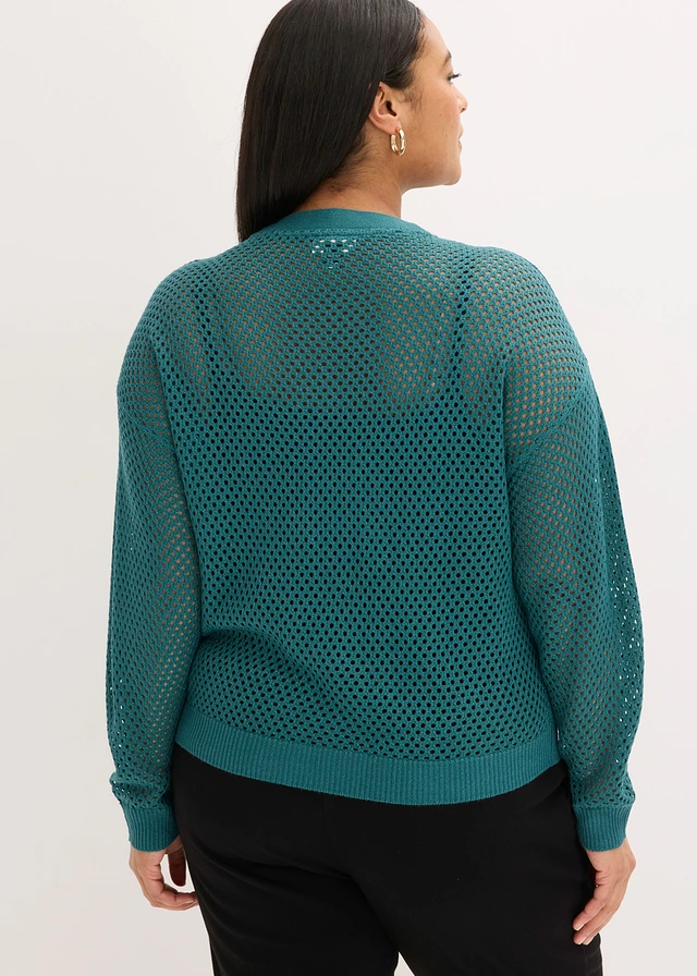Gebreid vest, Kleur: pepergroen/metallic