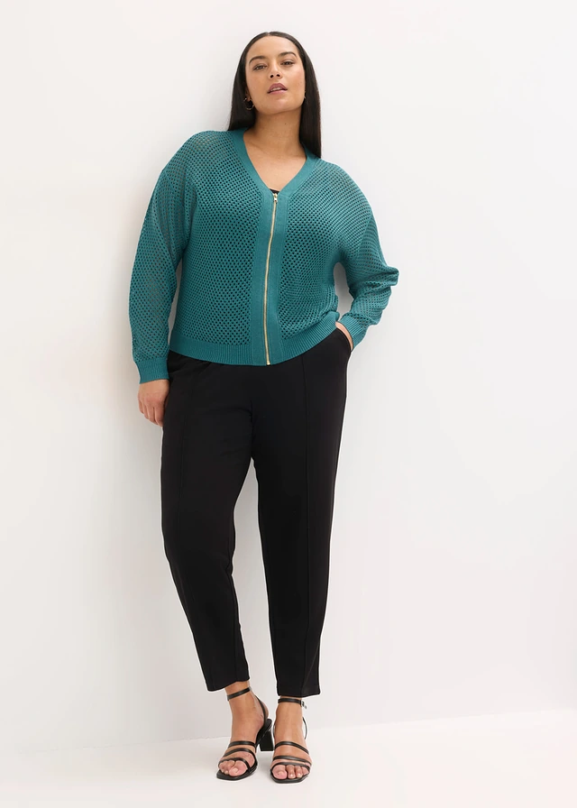 Gebreid vest, Kleur: pepergroen/metallic