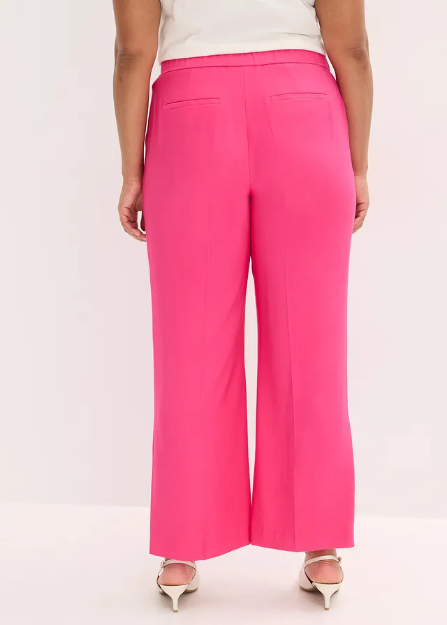 Pantalon large et léger à pinces, Couleur: fuchsia