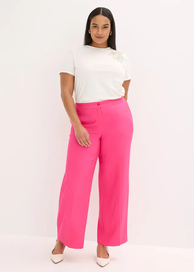 Pantalon large et léger à pinces, Couleur: fuchsia