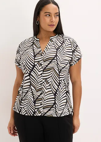 Blouse, Kleur: zwart-parelwit