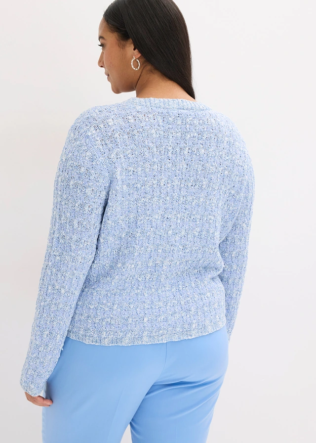 Gilet en maille bouclette, Couleur: bleu moyen chiné