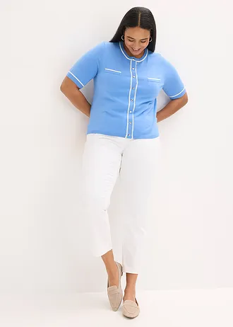 Vest met viscose, Kleur: middenblauw/wolwit