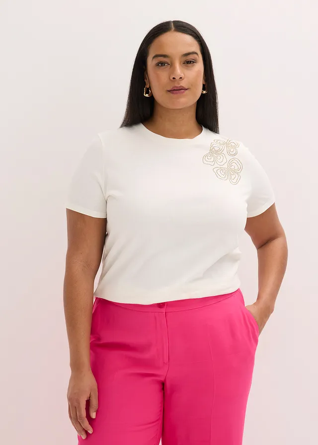 T-shirt en coton, Couleur: écru