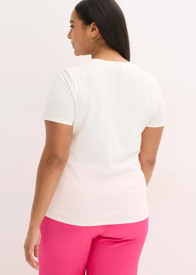 T-shirt en coton, Couleur: écru