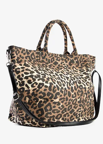 Płócienna torba typu shopper z nadrukiem w panterkę