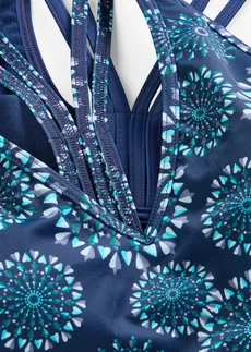 Bustieră baie (set 2 bucăți) cu model sport la spate • albastru întunecat+albastru grafic cu imprimeu • magazin bonprix