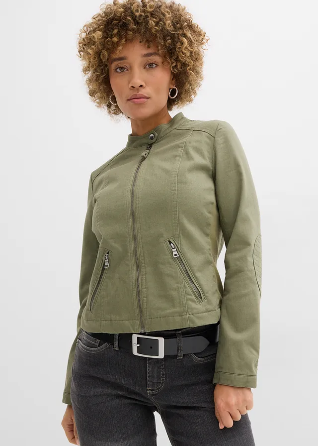Veste en coton twill avec empiècements latéraux extensibles