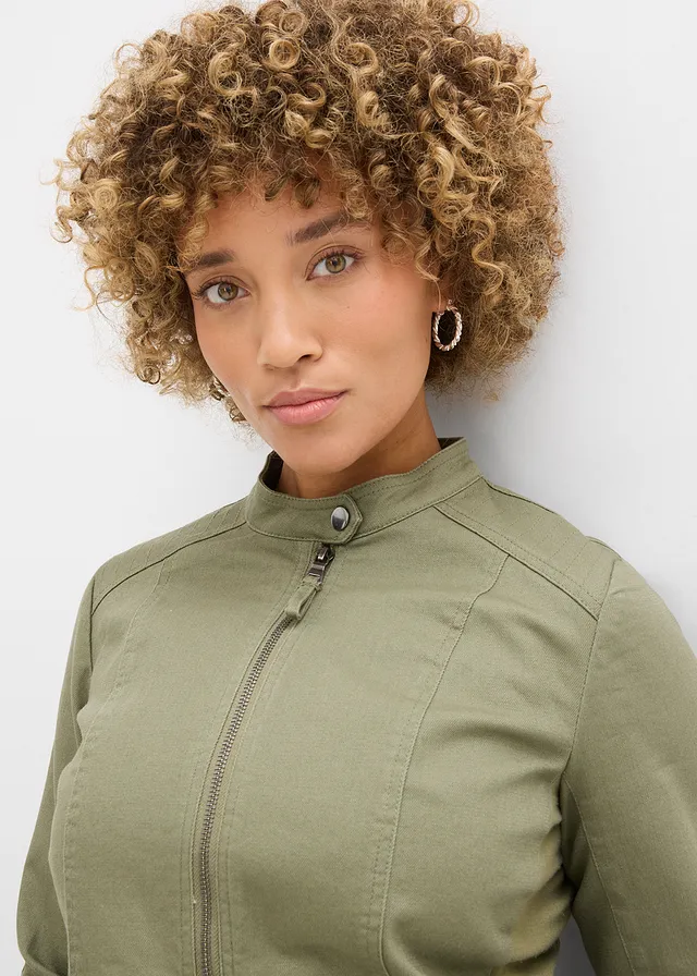 Jack van katoenen twill met stretch inzetten opzij • olijfgroen • product-page.page-title-suffix