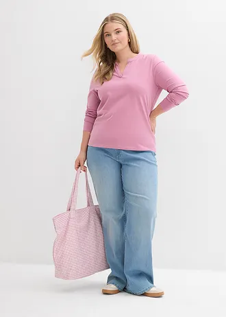 Henley triko k bokům, barva: slézová