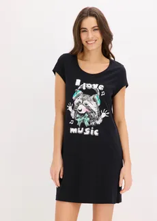 Krátká noční košile z čisté organické bavlny, barva: černá