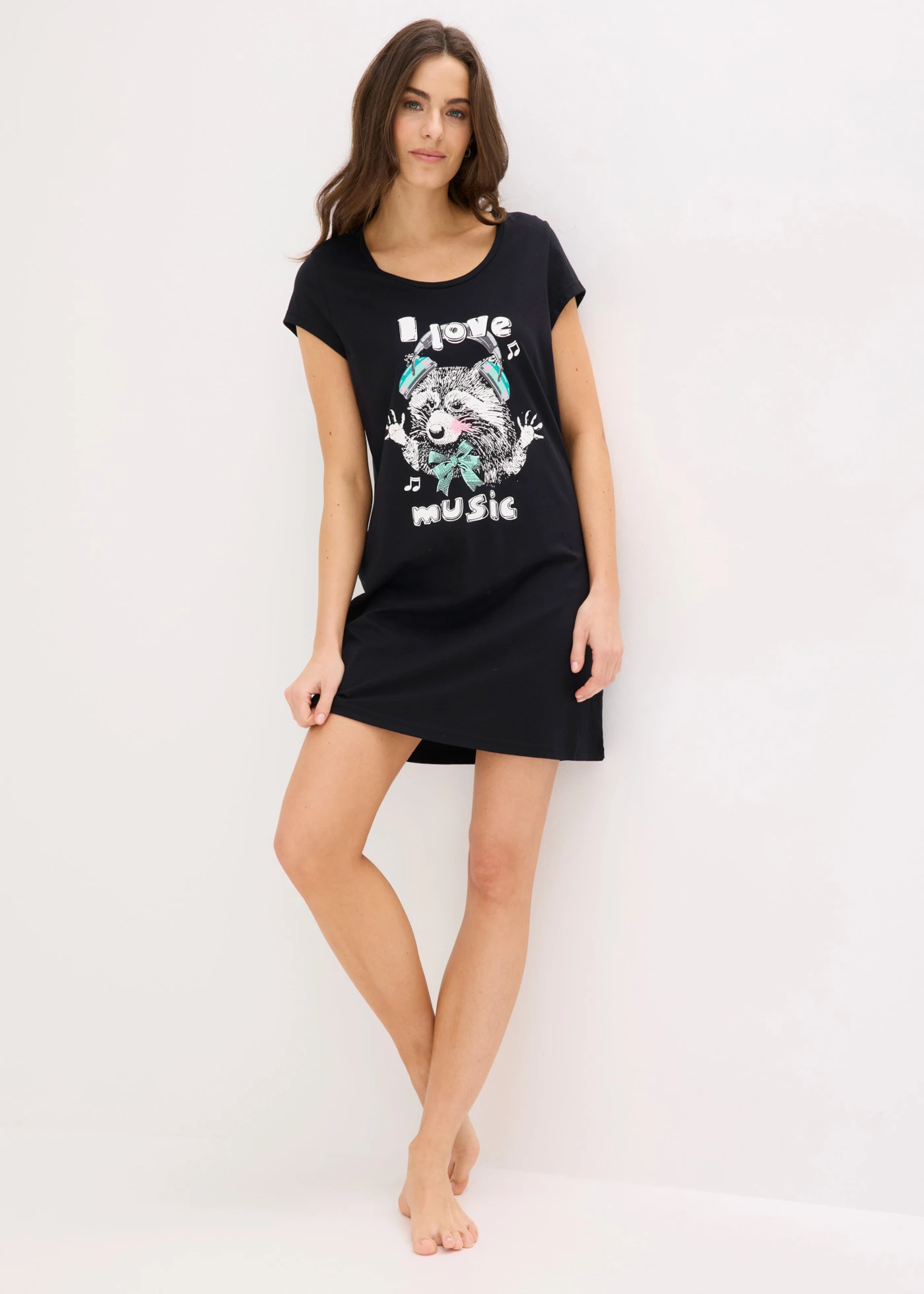 Krótka koszula nocna z czystej bawełny organicznej • czarny • sklep bonprix