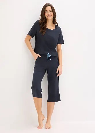 Capri pyjama in een zachte viscosemix, Kleur: intens blauw
