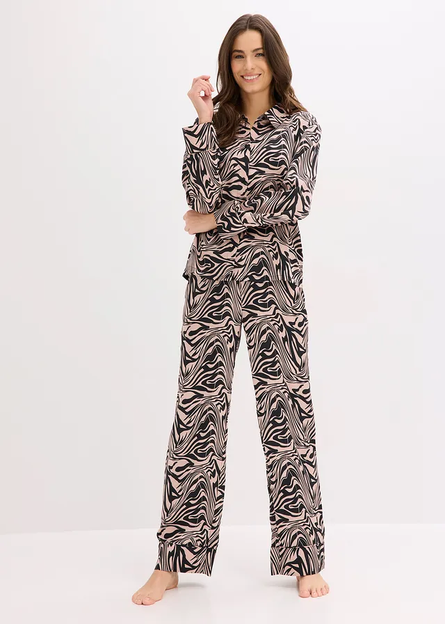 Satijnen pyjama, Kleur: zwart zebraprint