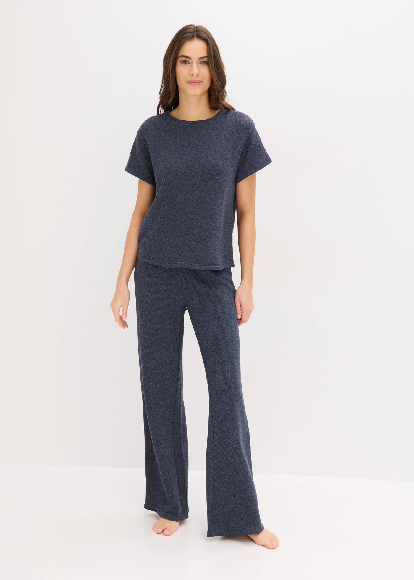 Domácí souprava z měkkého strukturovaného materiálu • tmavě modrá melír • bonprix obchod