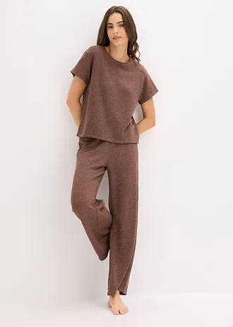 Ensemble d’intérieur en matière douce et texturée, Couleur: marron chiné