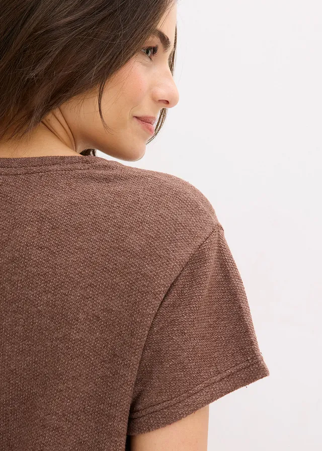 Strój domowy z miękkiego strukturalnego materiału • brązowy melanż • sklep bonprix