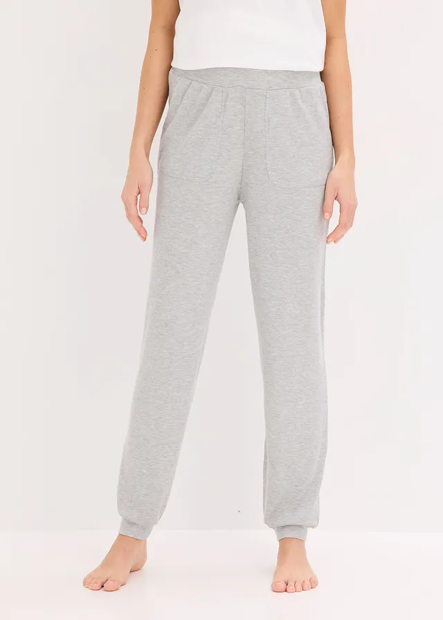 Léger pantalon d’intérieur en matière côtelée, Couleur: gris clair chiné