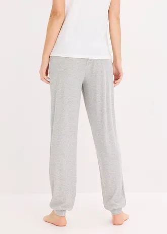 Huispak broek van lichte viscose ribstof • lichtgrijs gemêleerd • bonprix online shop