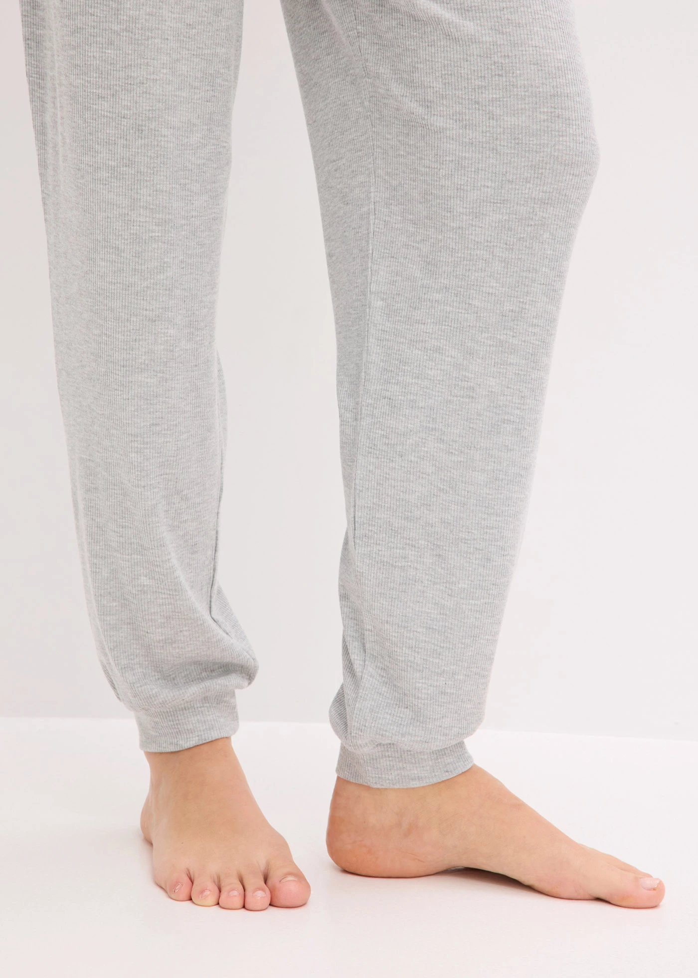 Huispak broek van lichte viscose ribstof • lichtgrijs gemêleerd • bonprix online shop