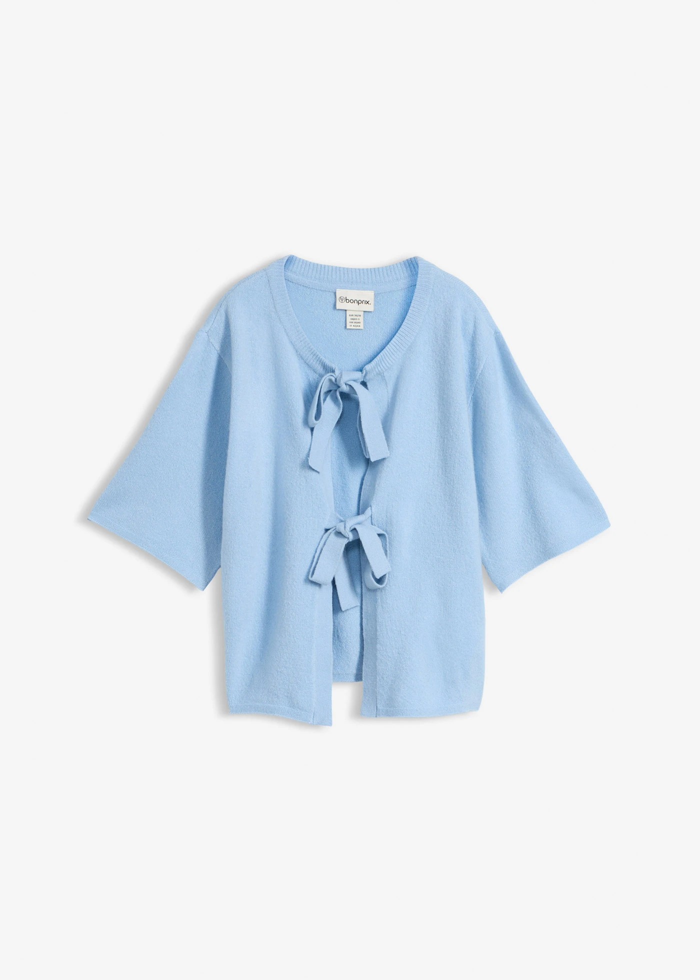 Fijn gebreid vest met strikjes • lichtblauw • bonprix online shop