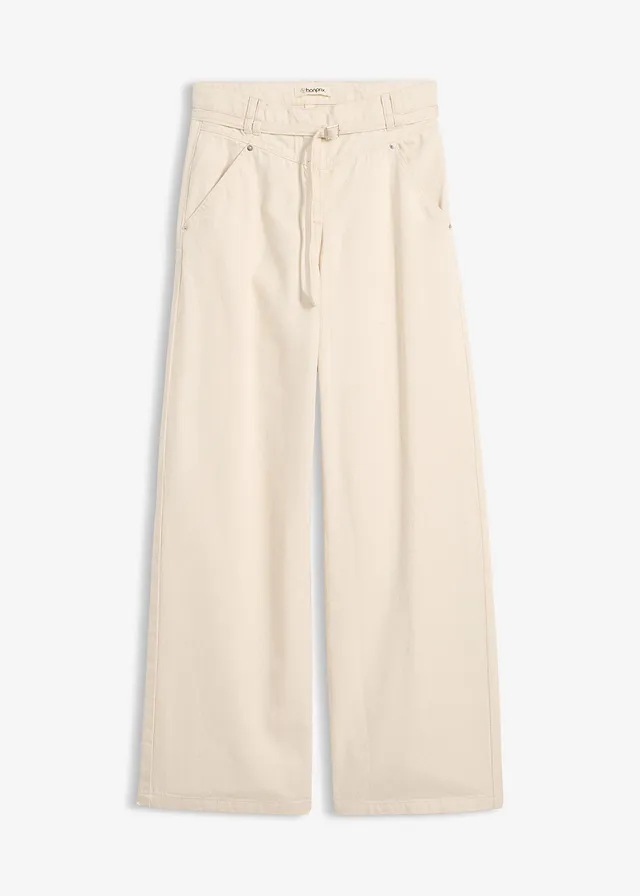 Pantalon en twill 100% coton, Couleur: écru