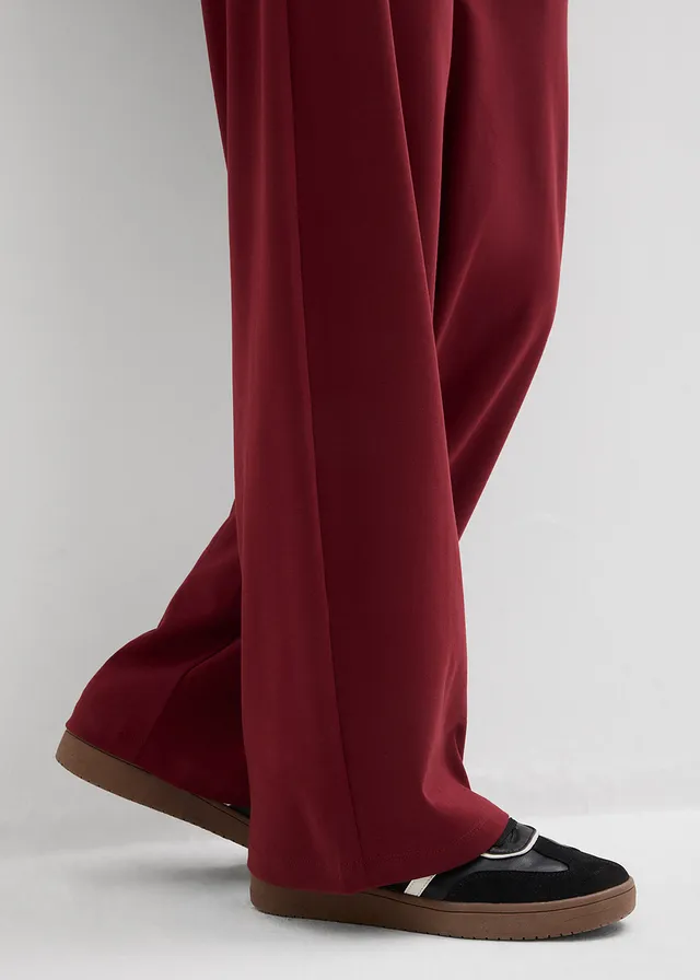 Wijde jersey broek van interlock • robijnrood • product-page.page-title-suffix