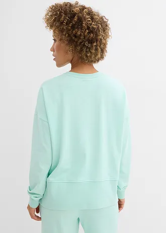 Bluză casual oversize din material de bumbac, culoare: verde-mentă deschis