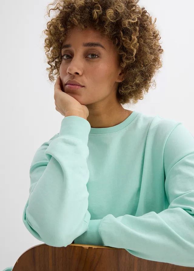 Bluză casual oversize din material de bumbac • verde-mentă deschis • magazin bonprix