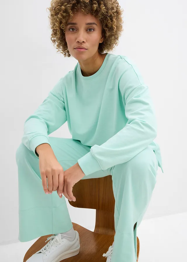 Bluza oversize z mieszanki bawełny • jasny miętowy • sklep bonprix