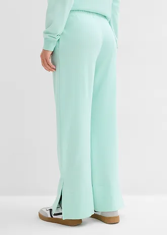 Pantaloni casual din amestec de bumbac, culoare: verde-mentă deschis