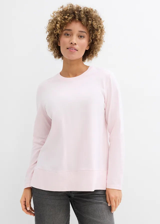 T-shirt manches longues en coton, Couleur: rose clair