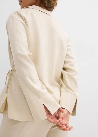 Wikkelblouse van linnenmix • lichtsand • bonprix online shop