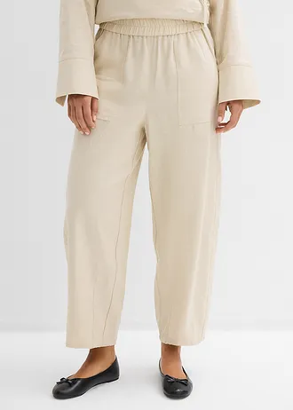 Barrel broek van lichte linnenmix • lichtsand • bonprix online shop